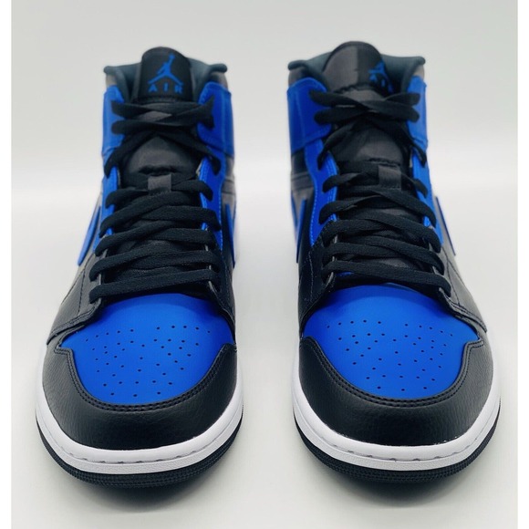 NEW Nike Air Jordan 1 Mid 'Hyper Royal Blue' Black 554724-077 Men’s Size Multi - Picture 2 of 6